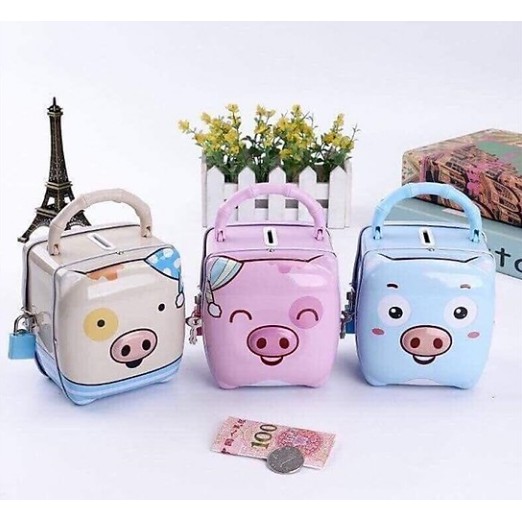 Két sắt Hình Heo- Hộp thiết có chìa khóa tiện dụng