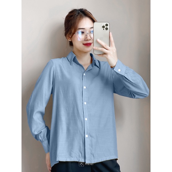 Áo sơ mi nữ công sở basic cổ đức lộ cúc Larosa Harriet