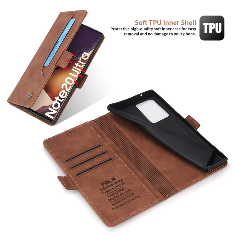 Bao Da Điện Thoại Dạng Ví Nắp Lật Hít Nam Châm Có Nhiều Ngăn Đựng Thẻ Cho Samsung Note20 Ultra / Note10 / Note9 / S22 / S23+ S23Ultra / A23