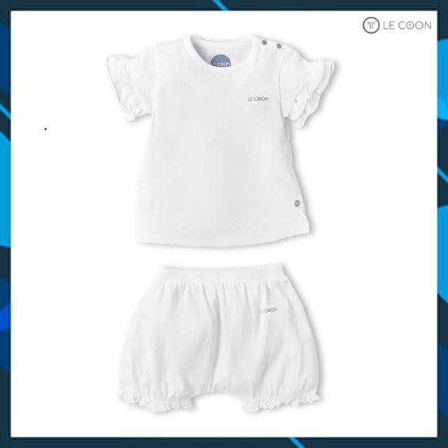 LE COON- Bộ quần áo cộc cho bé gái tay bèo xinh chất liệu 100% cotton (3 tháng đến 3 tuổi)