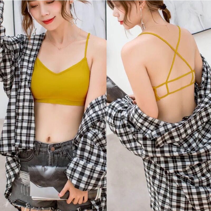 Áo bra nữ chéo lưng sexy, bra 2 dây mút mỏng, Áo ngực không gọng chất cotton co dãn SAVILL B5507