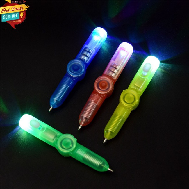 COD LED Colourful Luminous Spinning Pen Rolling Pen Ball Point Pen Learning Office Supplies Random Color