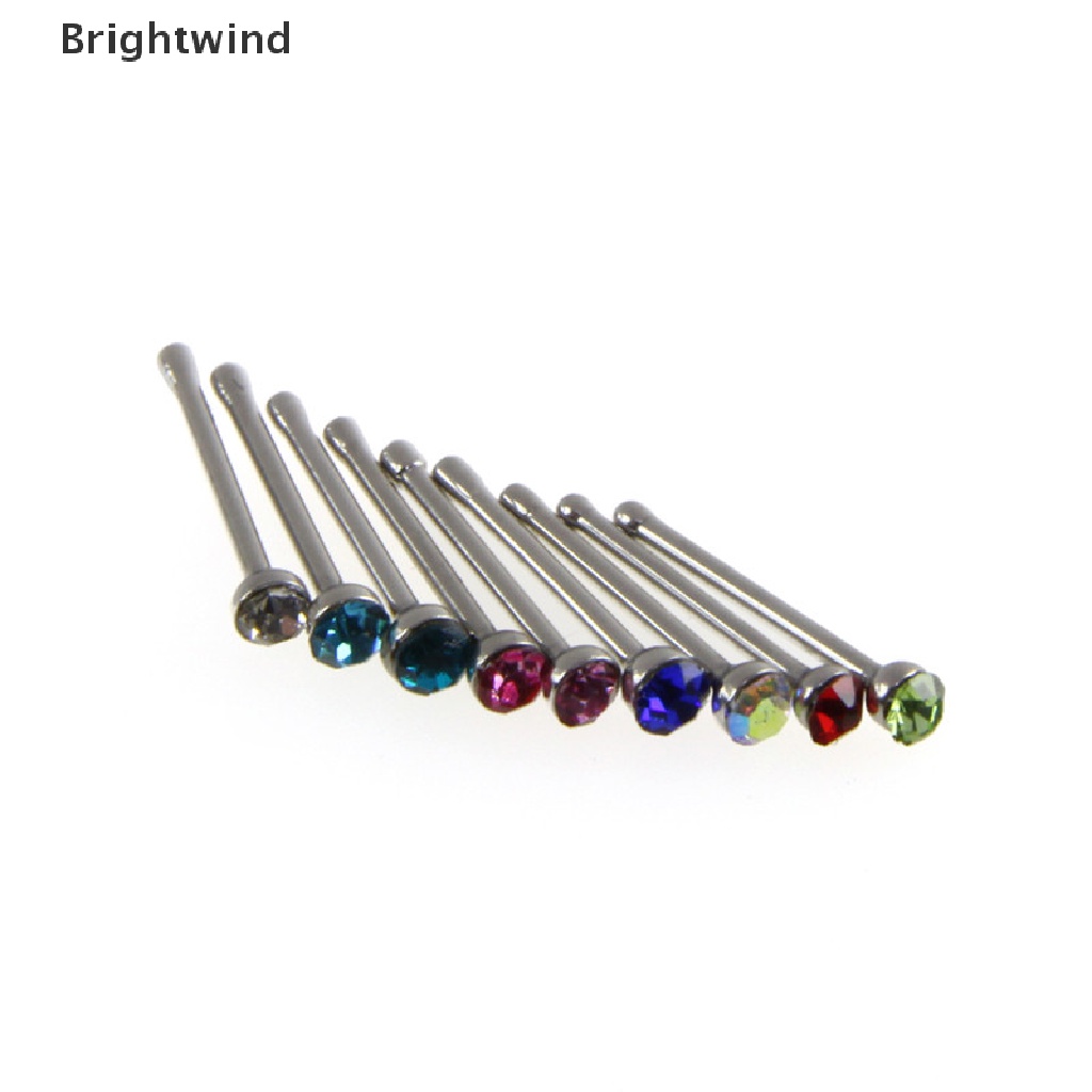 [Brightwind] 60x Crystal Rhinestone Stainless Steel Nose Ring Body Piercing Bone Stud Jewelry Hot Sell