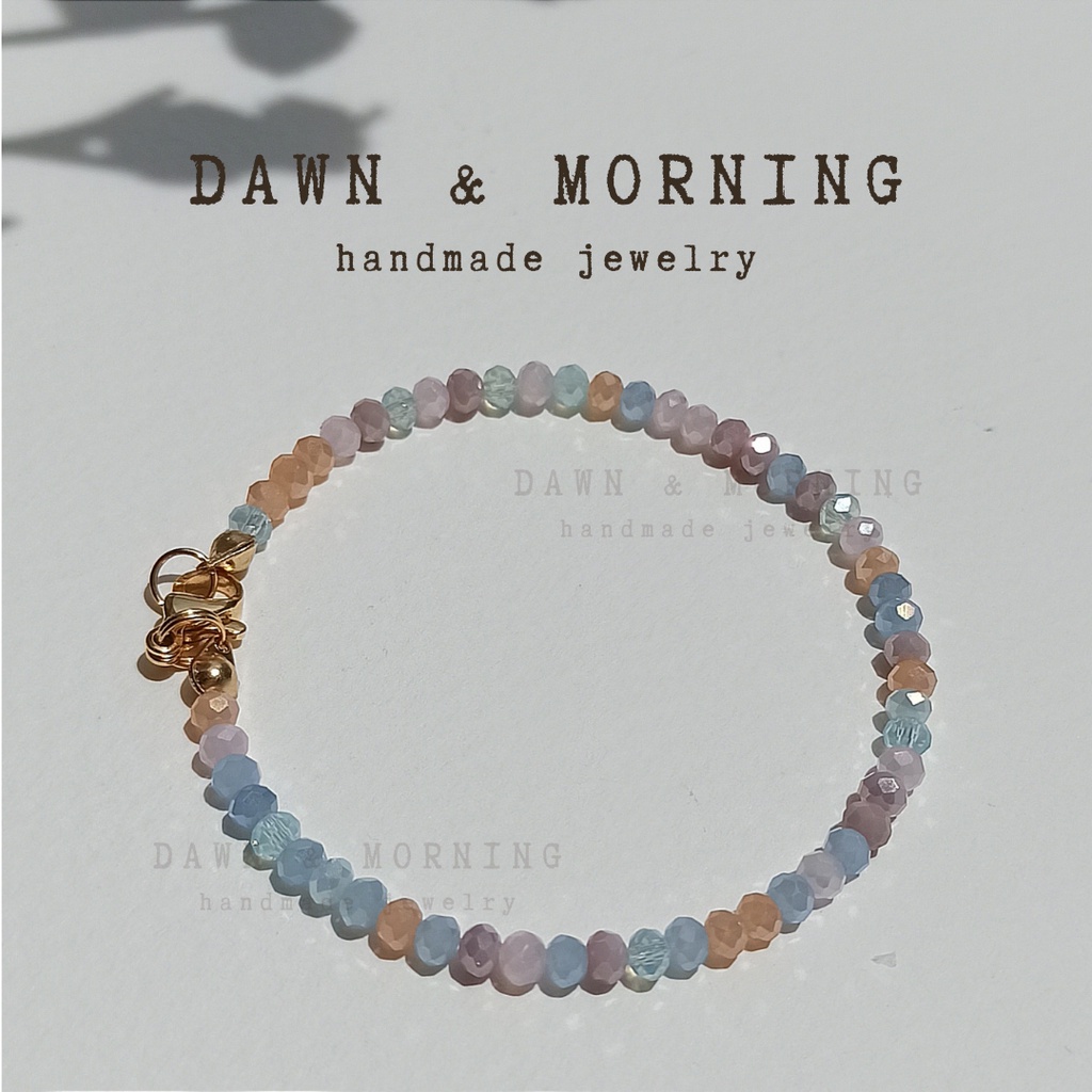 Kẹo bubble gum ~3-4mm - Vòng tay nữ bằng hạt pha lê thủy tinh phối màu phong cách ngọt ngào, nữ tính, đơn giản