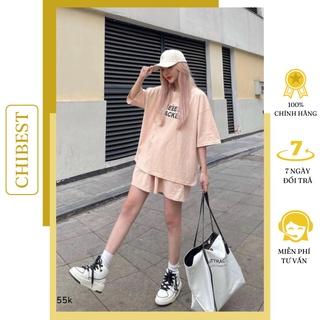 Set thun short áo in chữ CHEEESE phối quần short thể thao thời trang cho nữ CHIBEST LSB42