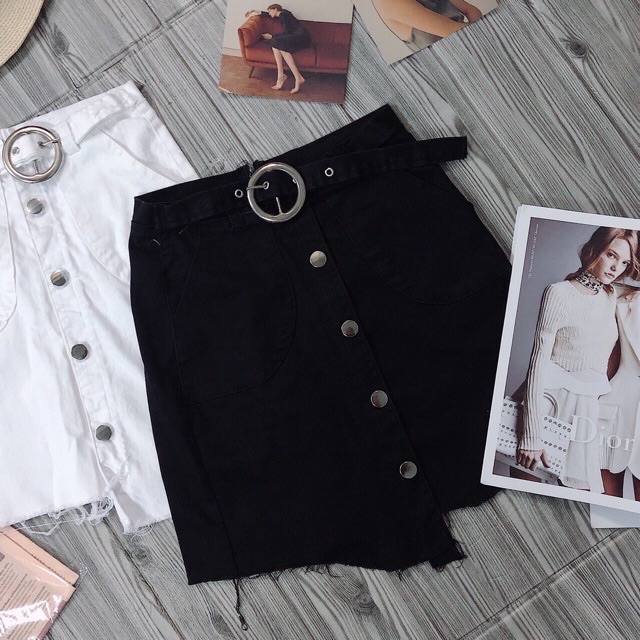 Chân váy kaki jean lệch tà kèm nịt | BigBuy360 - bigbuy360.vn