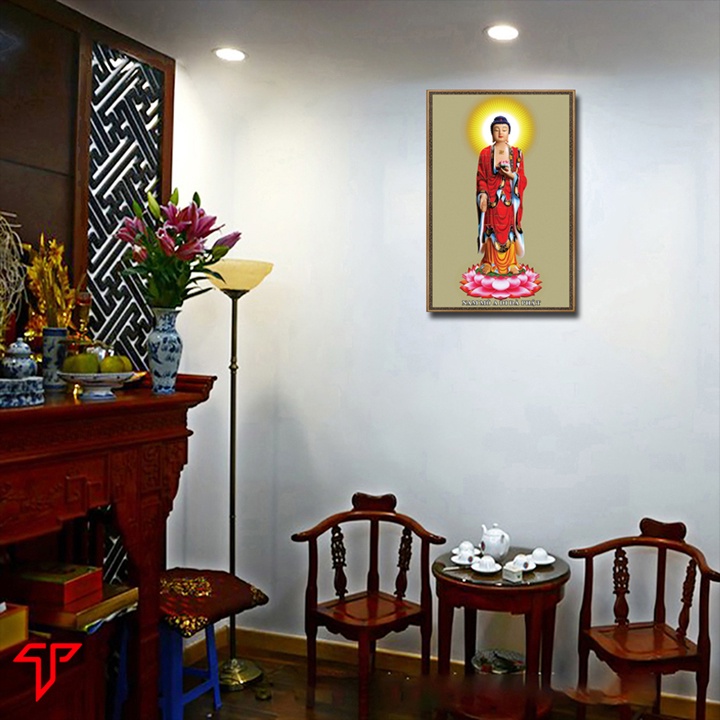 Tranh Phật Adida, tranh gỗ treo tường, phòng thờ