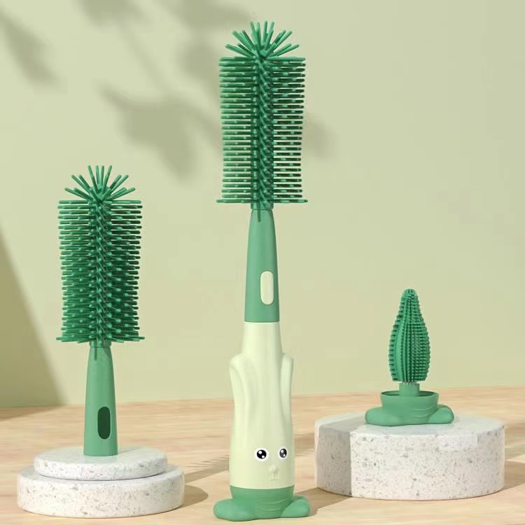 Bộ Dụng Cụ Vệ Sinh Bình Sữa Em Bé 3 Trong 1 Bằng Chất Liệu Siliconce