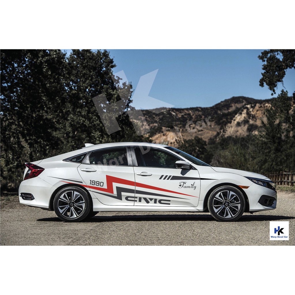 Tem xe civic dán 2 bên sườn - tem xe ô tô giá rẻ hà nội
