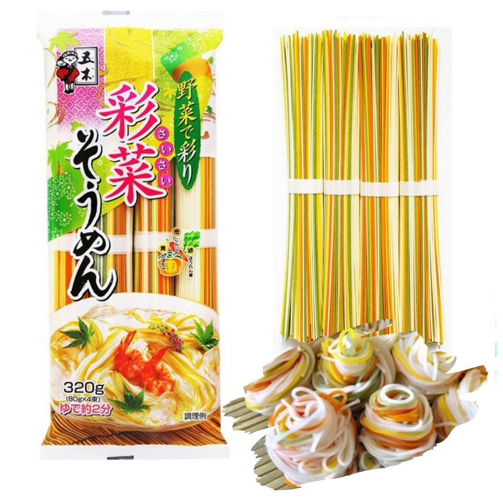 Mì Somen Rau Củ Ngũ Sắc Itsukifoods Nhật Bản 320g