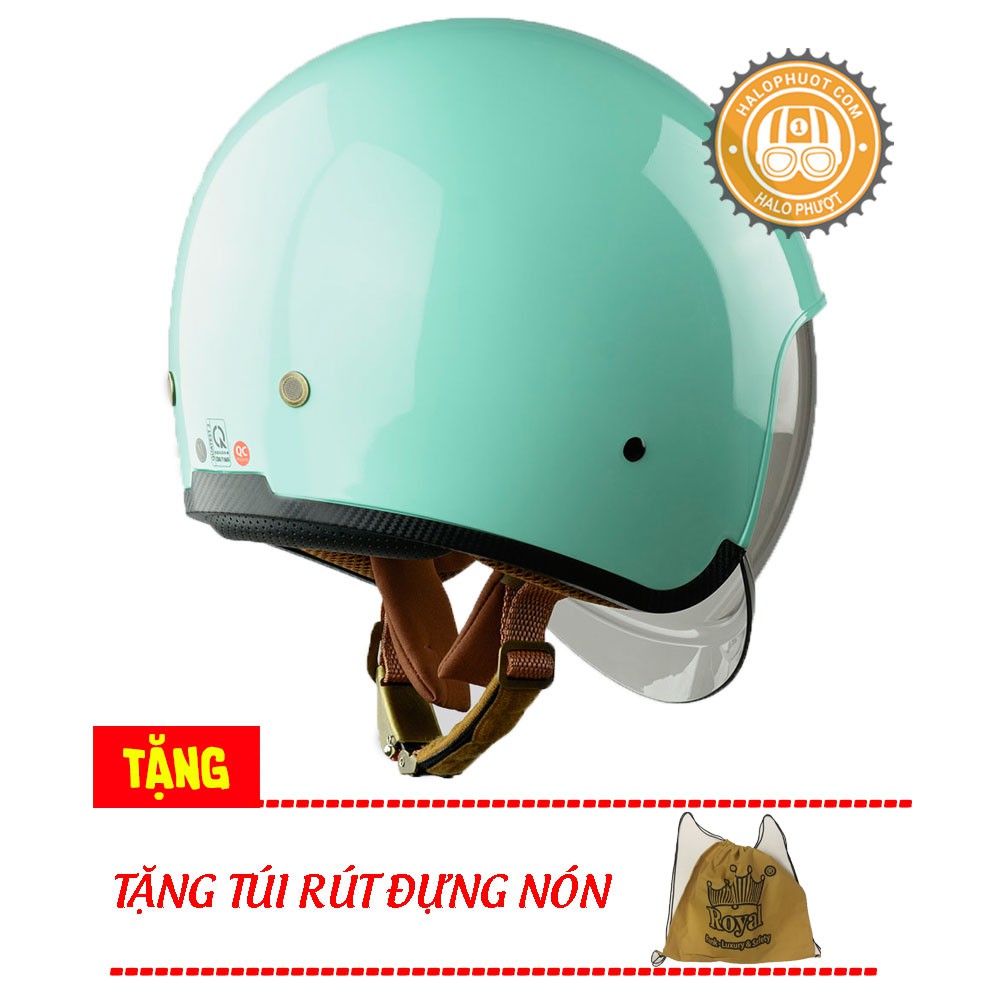 Nón bảo hiểm 3/4 kính âm Royal M139 xanh ngọc (tặng balo rút)