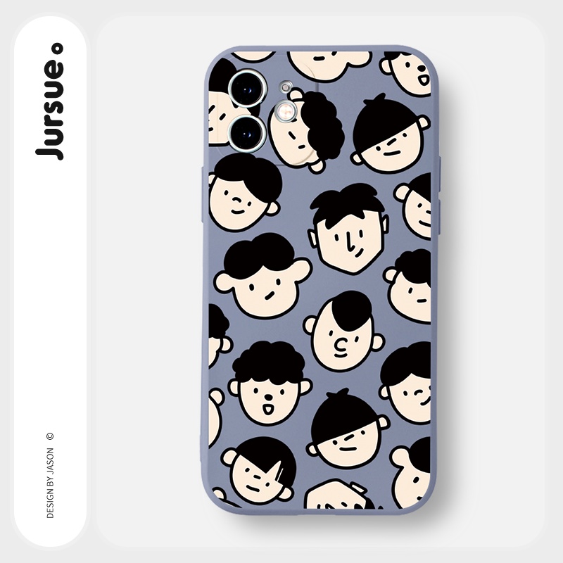 Ốp lưng JURSUE hoạt hình cặp đôi dễ thương đẹp cho iPhone 13 12 11 Pro Max SE 2020 X XR XS ip 8 7 6 6S Plus kute Y177