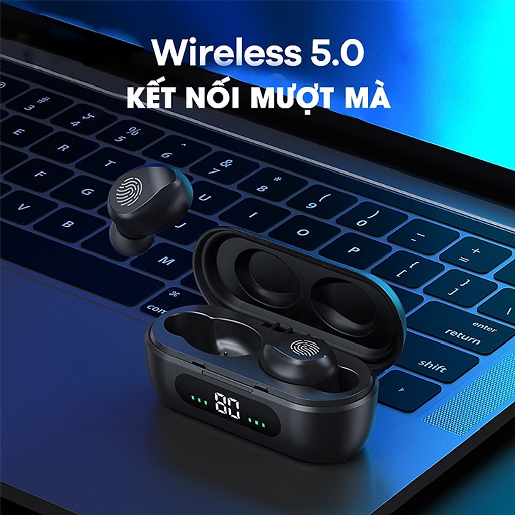 Tai nghe bluetooth true wireless Remax TWS-41 Earbuds chống nước iPX4 - Tích hợp màn hình LCD hiển thị (Đen)