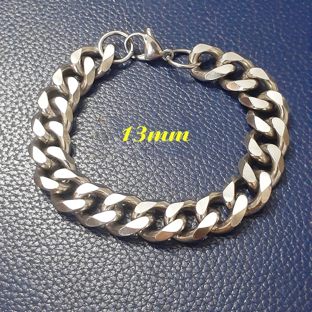 Lắc tay inox lặc đơn vát cạnh 9mm, 11mm, 13mm đẹp, không đen, không gỉ theo thời gian - Thể hiện đẳng cấp phái mạnh