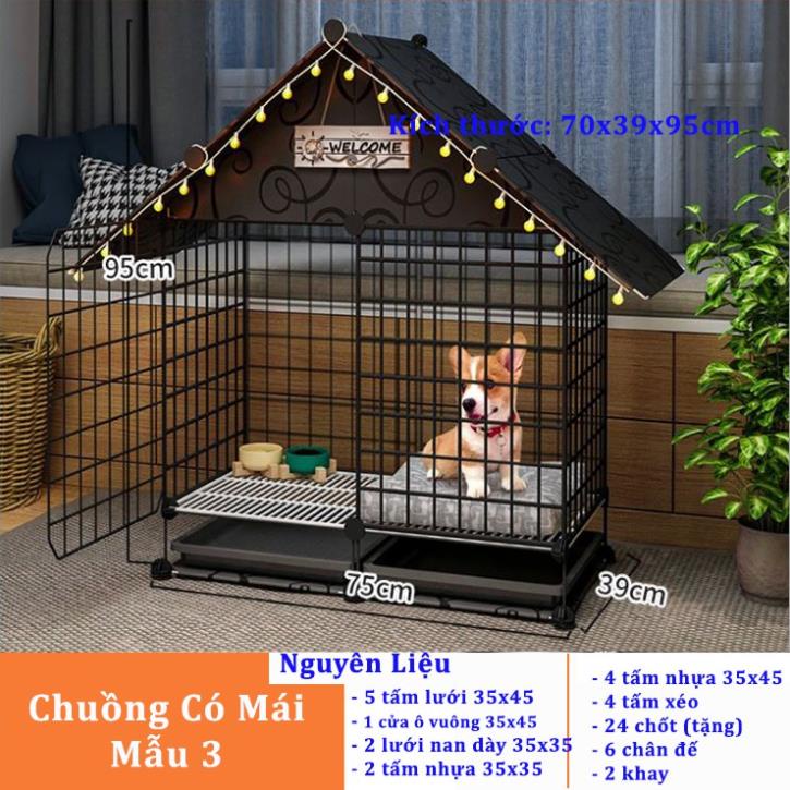 Tấm Ghép Lồng Quây Chuồng Cho Thú Cưng Chó Mèo.Mẫu Chuồng Thú Cưng Có Mái Che