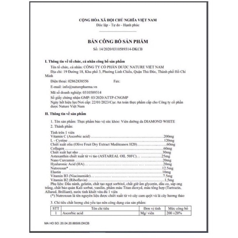 Combo 3 hop Diamond white viên uống trắng da Ngọc trinh ( tem cào chính hãng cty 100%)tặng kèm 2 chai collagen | BigBuy360 - bigbuy360.vn