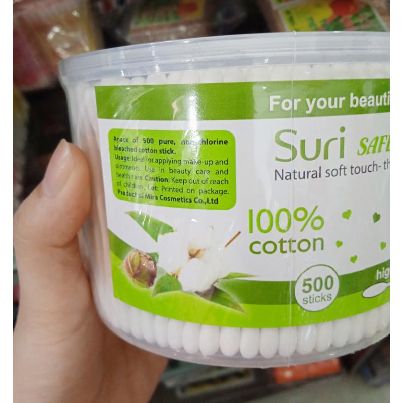 Bông tăm ráy tai Suri lõi gỗ hộp 500 cây