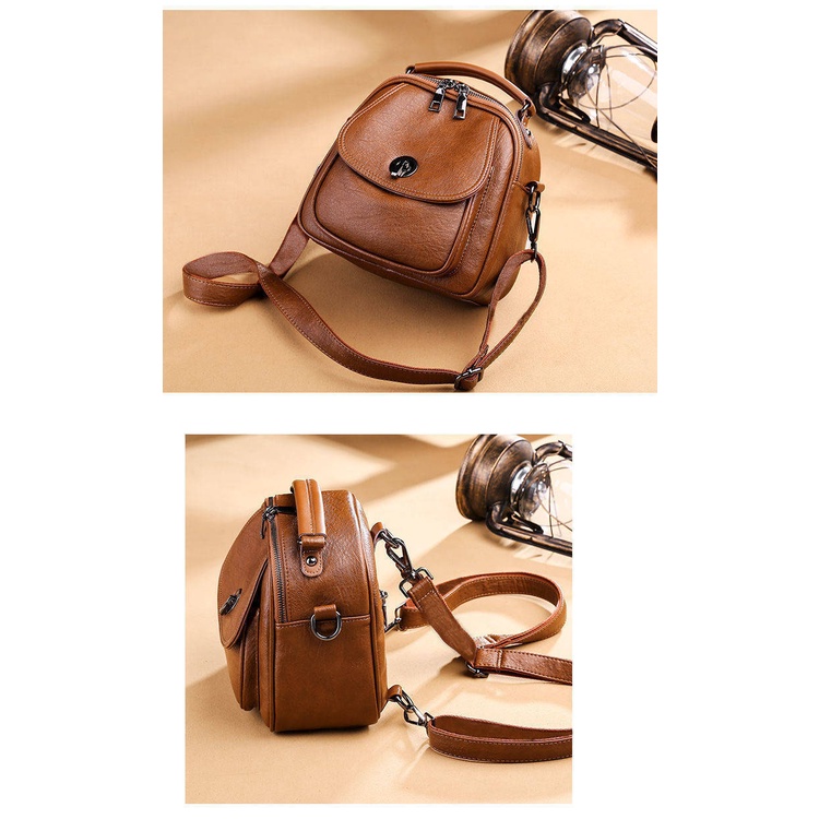 Balo đeo chéo Chuwanglin bằng da dáng nhỏ nhắn đơn giản cho nữ