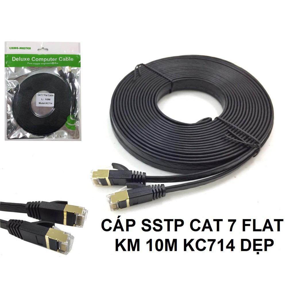 DÂY MẠNG INTERNET TỐC ĐỘ CAO CAT7 10Gbps 600MHz MỎNG FTP CHỐNG NHIỄU ĐỒNG 100% CHÍNH HÃNG Kingmaster 10 mét KC714