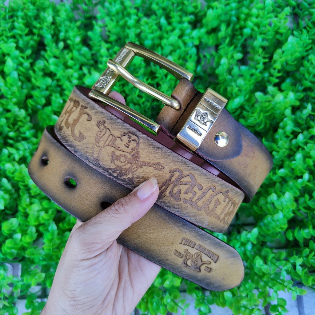 Thắt Lưng Nam Da Bò Sáp Hiệu- Da Thật Nguyên Tấm Đốt Không Cháy - Khóa Đồng và Đầu Hợp Kim Nguyên Khối