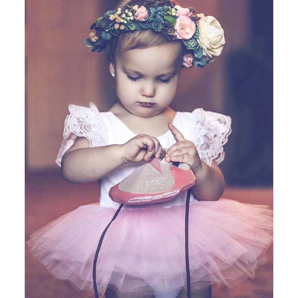 Đầm xoè Tulle màu hồng phối ren cho bé gái
