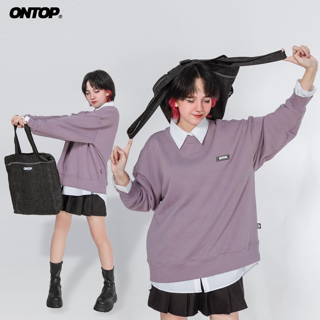 Áo sweater nỉ mỏng form rộng nam nữ mang được 4 mùa local brand ONTOP - Basic Sweater