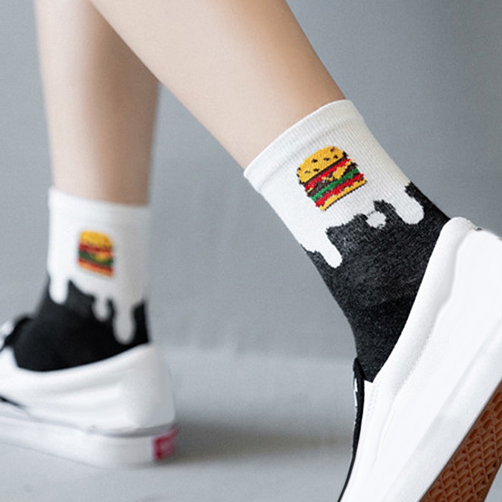 Tất Cotton Cổ Cao In Họa Tiết Trái Cây Dễ Thương Cho Nữ