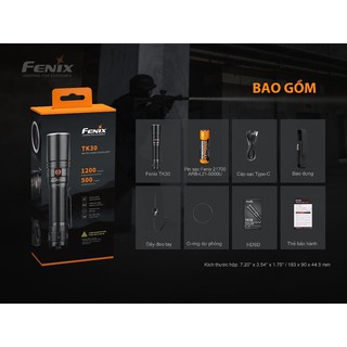 CHÍNH HÃNG FENIX - Đèn pin TK30 (đèn laser trắng - 500 Lumens, chiếu xa 1.2km)