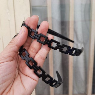 Combo 3 cái Bờm cài tóc vuông đen bóng (bản 1cm)