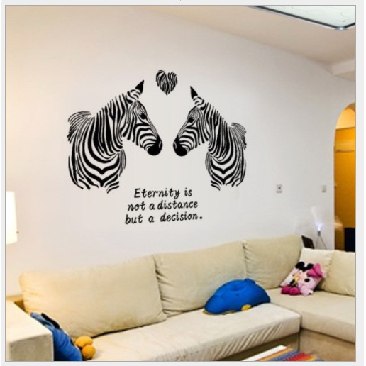 Decal trang trí tường Cặp đôi ngựa vằn đen