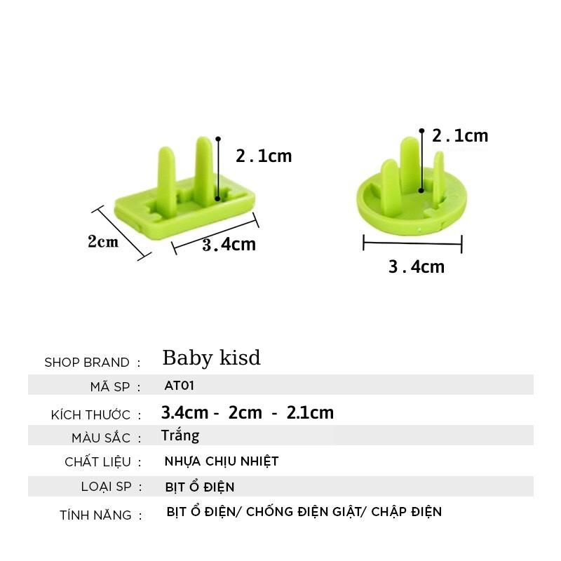 Bịt ổ điện 2 chân 3 chân cao cấp chống giật nhỏ gọn chắc chắn bảo vệ an toàn cho bé.