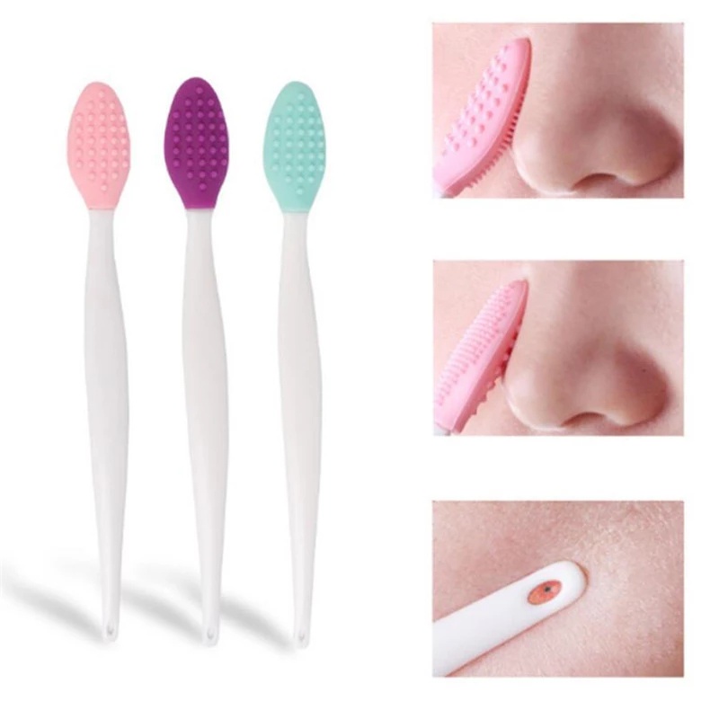 [Hàng mới về] Cọ silicon hai mặt mềm làm sạch mụn đầu đen vùng mũi màu sắc ngẫu nhiên