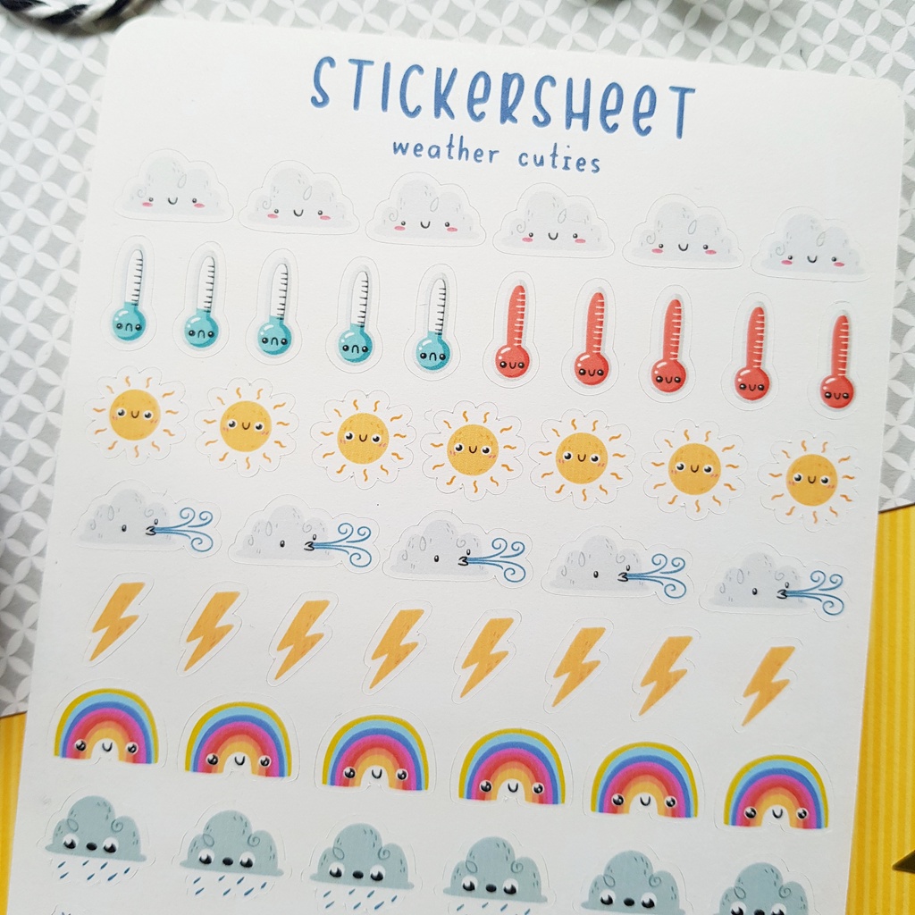 Sticker Sheet Chủ Đề: Weather Cuties - Chuyên dán sổ | Bullet Journal Stickers, Daily Sticker, Sticker Thời Tiết
