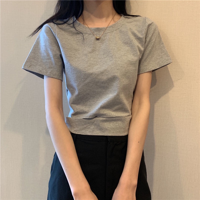 Áo Thun Nữ Tay Ngắn Cổ Tròn Dáng Ôm Phong Cách Hàn Quốc Đơn Giản Dễ Phối Đồ Cho Nữ áo phông nữ JL-TX-71