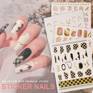 Sticker Nails 3D | Họa Tiết Bronzing Caro | Hình Dán Móng