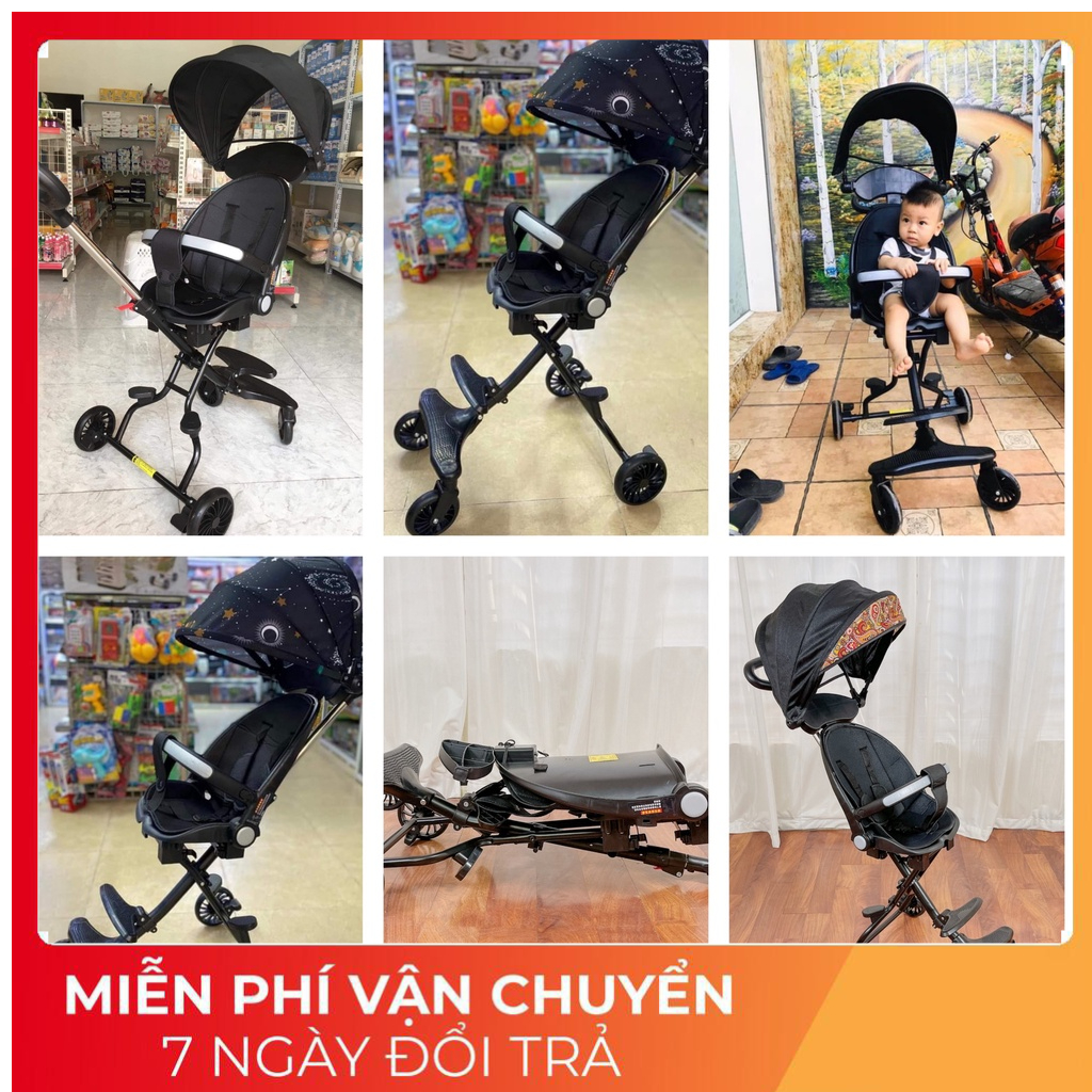 Xe Đẩy NGẢ SÂU 360 - MBaobaohao 520- 2 Chiều 4 Tư Thế Cho Bé. Xe Đẩy du lịch CÓ ĐỆM