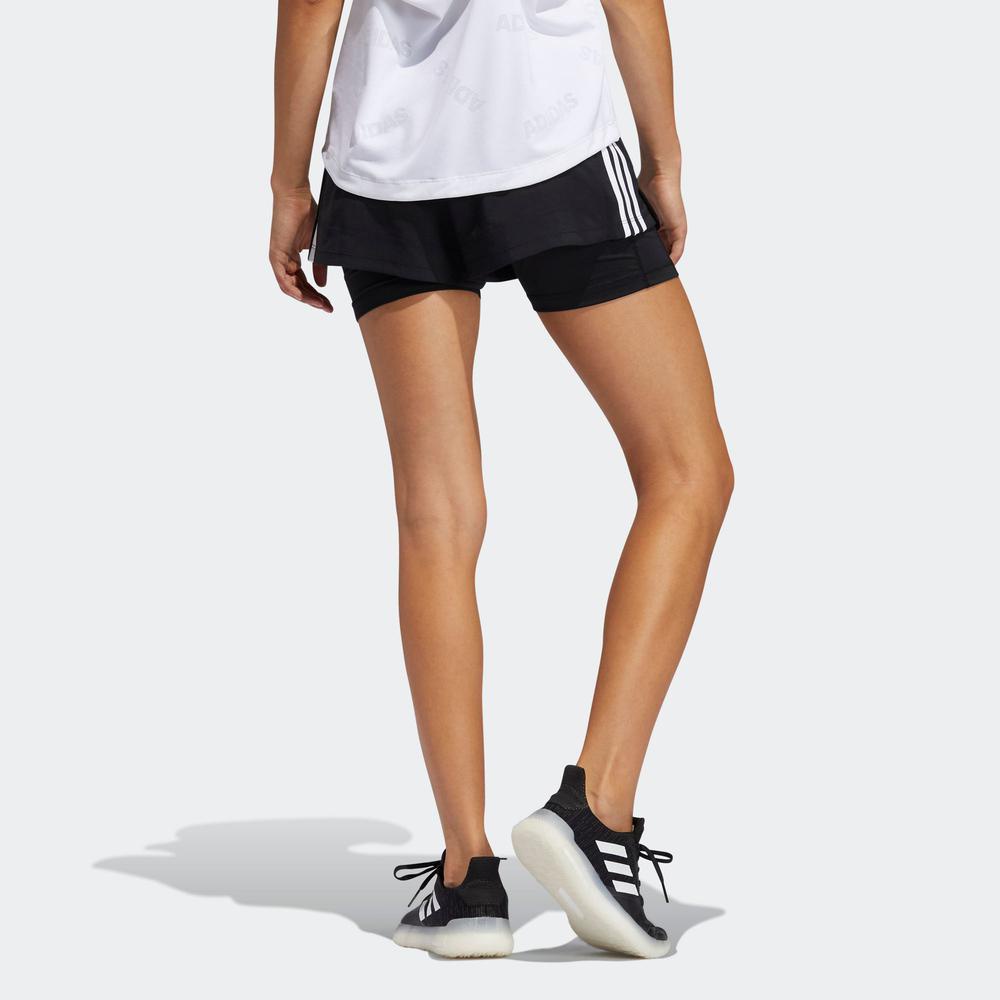 Quần Ngắn adidas TRAINING Nữ Quần short 2 trong 1 vải dệt 3 Sọc Pacer Màu đen GL7686