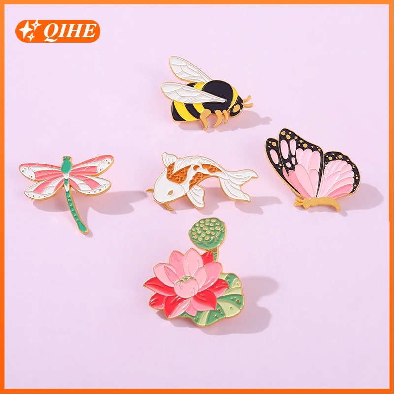 Ghim cài áo QIHE JEWELRY phong cách hoạt hình tráng men làm quà tặng cho trẻ em/ bạn bè