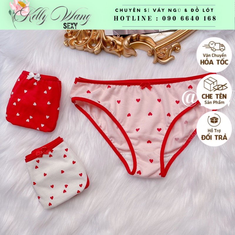 QT001 - Combo 3 quần chip siêu cute - quần lót cotton nữ - Kellywang