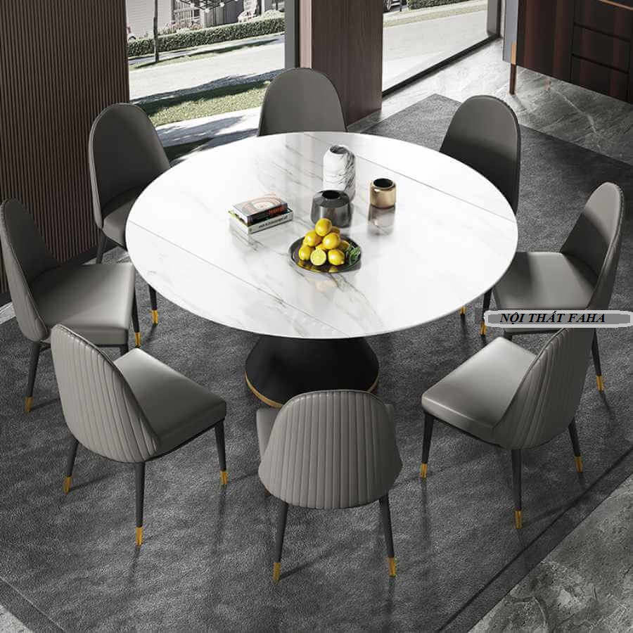 BÀN ĂN NHẬP KHẨU MẶT ĐÁ CERAMIC CHÂN TRÒN
