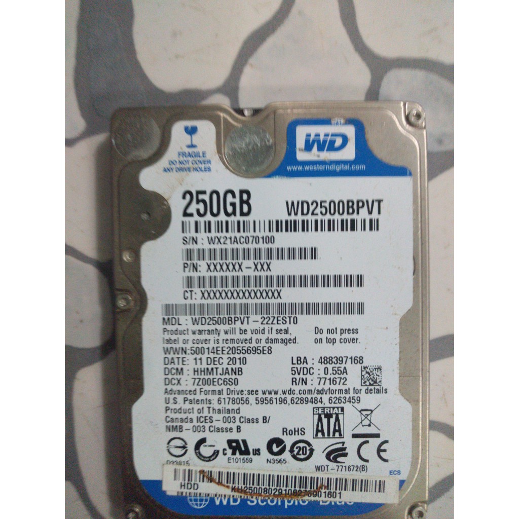 ổ cứng laptop western 250GB