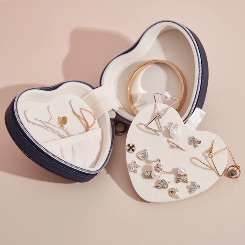 Flgo Hộp Đựng Nhẫn Đôi Hình Trái Tim Vintage Đẹp Mắt Có Nắp Tháo Rời Được