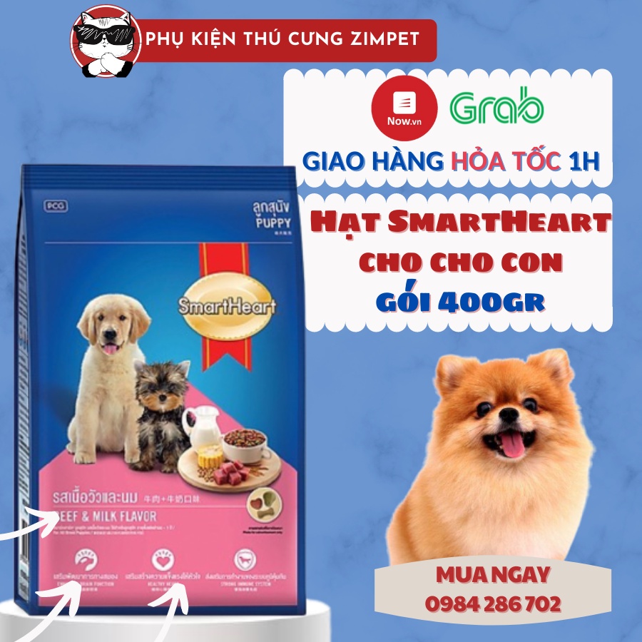 Thức ăn hạt SmartHeart cho chó con gói 400gr
