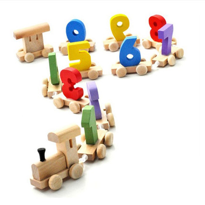 [ĐỒ CHƠI GIÁO DỤC] Đoàn tàu chở số bằng gỗ cho bé từu 0-9