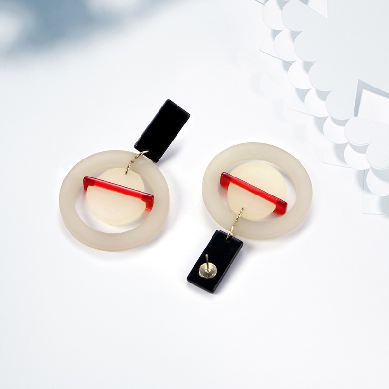 Khuyên Tai Tròn Acrylic Phong Cách Bohemian Cổ Điển