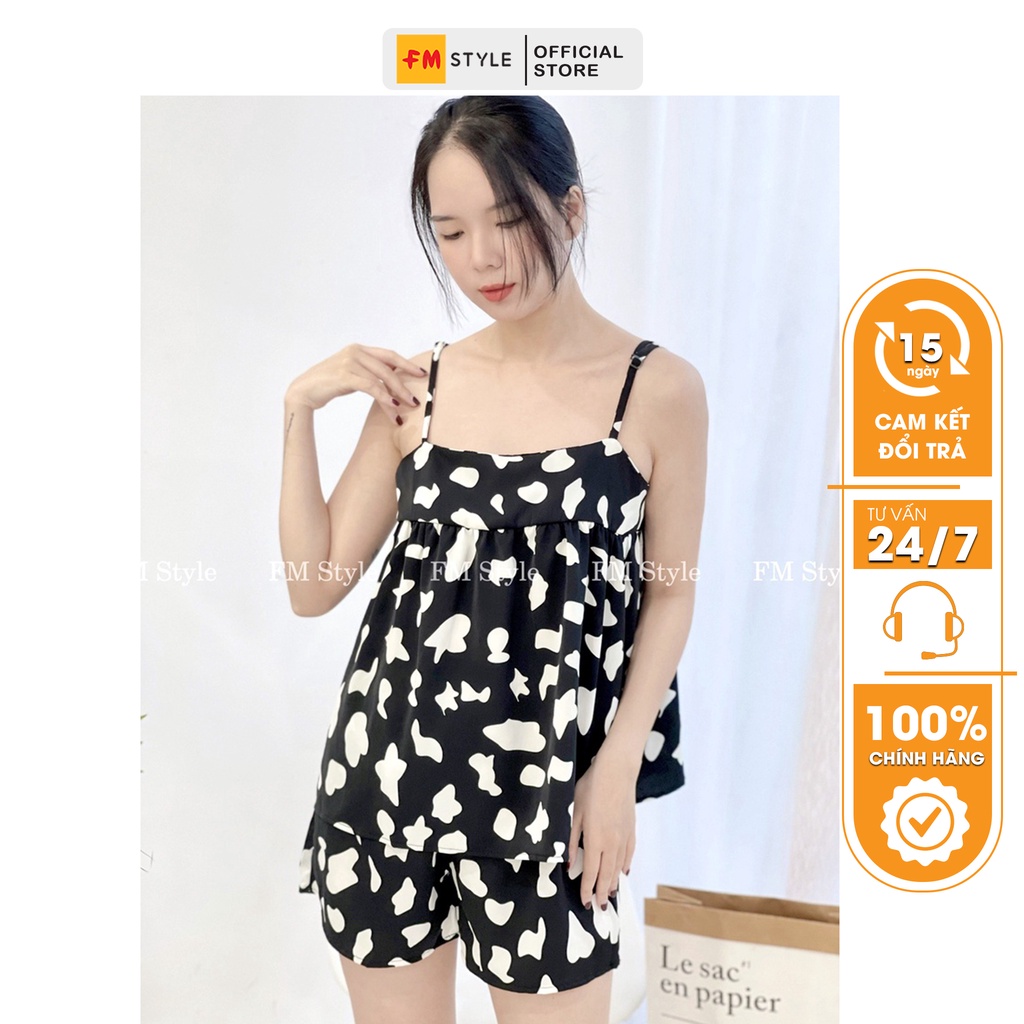 [Mã FMSTYLE30 giảm 10% đơn 99k] Đồ bộ 2 dây FM Style mặc nhà chất vải lụa cao cấp họa tiết quyến rũ thoãi mái 21061739