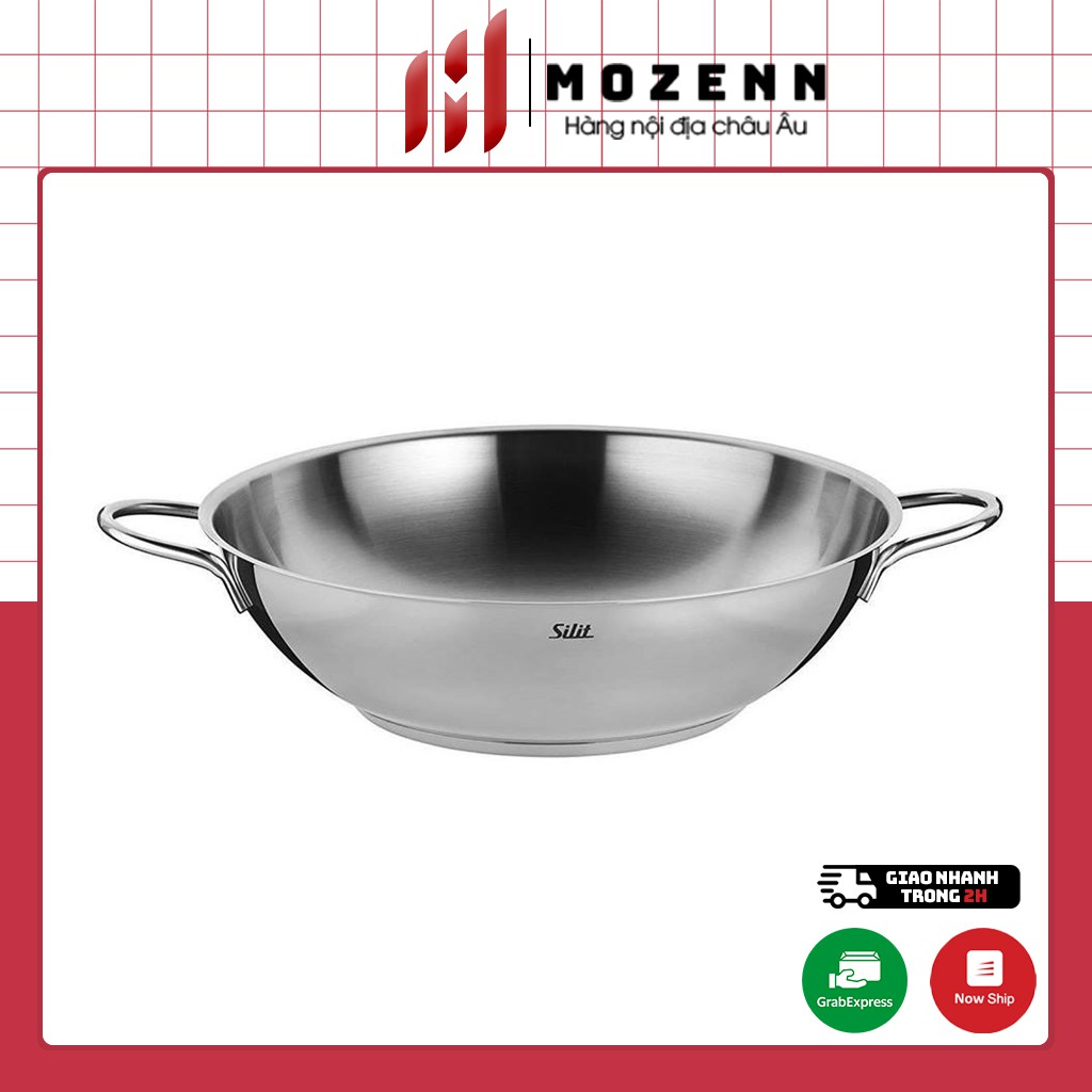 Chảo xào sâu lòng Inox Silit Wok đường kính 32cm [nhập Đức chính hãng]