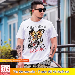 Áo thun nam màu trắng in hình hổ tiger 3d - bigsize 5xl 6xl 7xl m3030