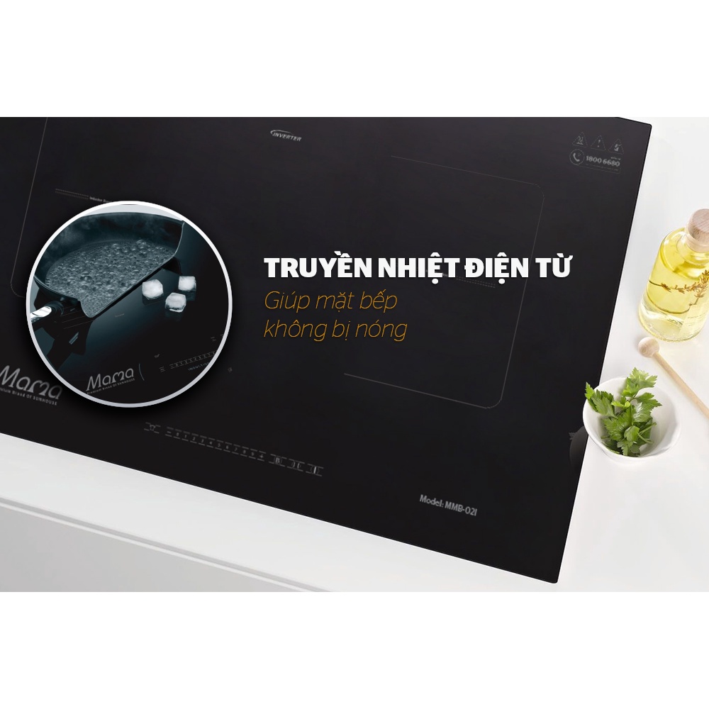 Bếp đôi điện từ Sunhouse Mama MMB-02I, Công suất 4200W, Bảo hành 36 tháng tại nhà