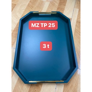 Khay gỗ đựng trà có tay cầm màu xanh đẹp